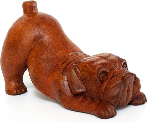 Miniatura 7 de G6 Collection Estatua de perro de madera tallada a mano de 8 pulgadas, escultura artística, decoración rústica para el hogar, decoración hecha a