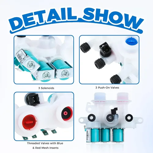 Miniatura 3 de W11096268 Reemplazo de válvula de entrada de agua para lavadora Whirlpool Kenmore Maytag, reemplazo W11220230, W10632527, W10758829, W10853296