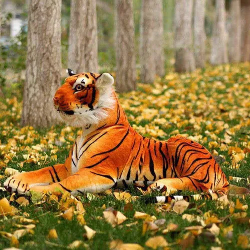 Miniatura 6 de GracesDawn Animales de peluche, tigre de 26.8 pulgadas (incluyendo el tamaño de la cola), gato de peluche para temática de la selva, decoración