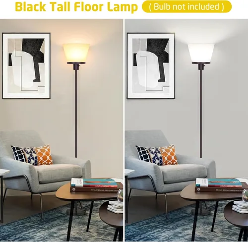 Miniatura 2 de Lámpara de pie para Dormitorio, Lámpara de pie dorada con pantalla de plástico blanco, Lámparas de pie modernas y altas, lámpara de pie brillante