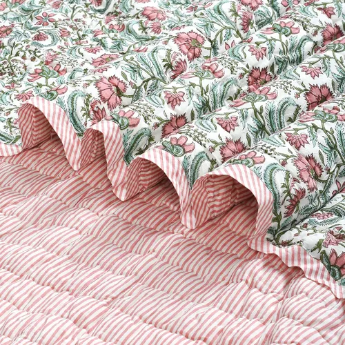 Miniatura 48 de Ridhi Mantel redondo con estampado de bloque a mano, 100% algodón, reutilizable, color rosa flamenco, de 60 pulgadas, mantel decorativo para uso