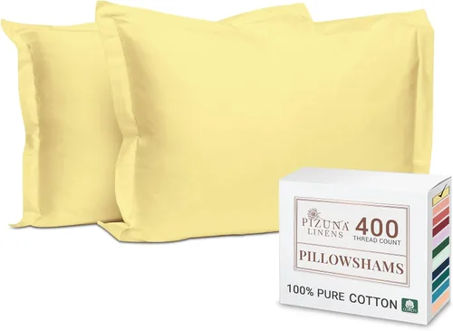 Miniatura 39 de Pizuna Juego de 2 fundas de almohada de 100 % algodón puro, tamaño estándar, color blanco, lujosas fundas de almohada de 400 hilos de satén