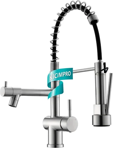 Miniatura 16 de Kicimpro Grifo de cocina sin contacto con pulverizador desplegable de níquel cepillado, grifo de cocina sin contacto con sensor de movimiento
