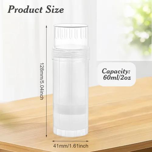 Miniatura 2 de 12 recipientes vacíos de desodorante de 2.0 fl oz/2 oz para barra de lápiz labial, lápiz labial, barra de protección solar, translúcido