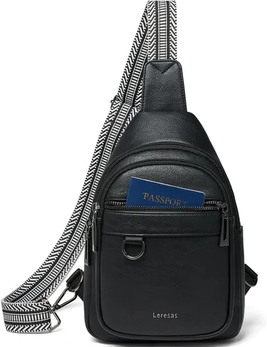 Miniatura 16 de Leresas Bolso bandolera de 7L para mujeres y hombres, de cuero vegano, bolsos cruzados, riñonera, monedero, mochila sobre el hombro, bolsa antirrobo