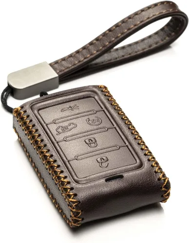 Miniatura 11 de Vitodeco Funda de cuero genuino para llavero inteligente compatible con Jeep Wagoneer, Grand Wagoneer, Grand Cherokee 2022-2025 (5 botones, negro)