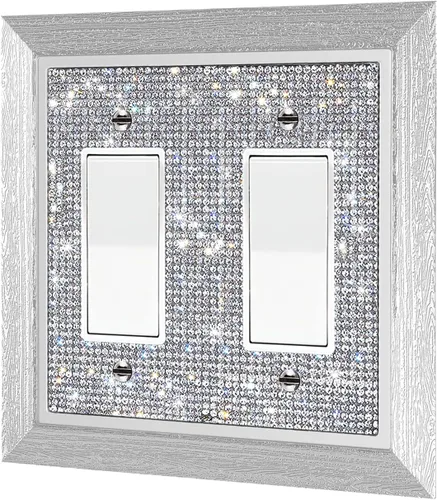 Miniatura 26 de 1 pieza Cubiertas de enchufe brillantes con diamantes de imitación, placas de pared para cubrir interruptores de luz, placa decorativa de imitación