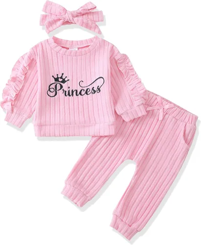 Miniatura 54 de Renotemy Conjunto de ropa para bebé recién nacida, para otoño e invierno, manga larga, pantalones, lindo conjunto de ropa para bebé niña