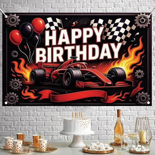 Miniatura 7 de Telón de Fondo Pancarta de Feliz Cumpleaños de Carreras de Fórmula 1 Fondo de Fotografía de Auto F1 Decoraciones de Fiesta de Carreras Suministros
