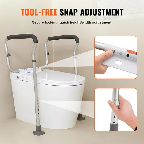 Miniatura 3 de VEVOR - Barra de seguridad para retrete, armazón de seguridad para asiento de baño, ancho y altura ajustables, apto para la mayoría de los retretes