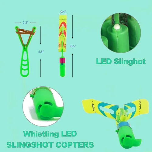 Miniatura 3 de Increíbles juguetes voladores LED para niños pequeños – 12 piezas de juguete de helicóptero LED con luz – Aviones de flecha que brillan
