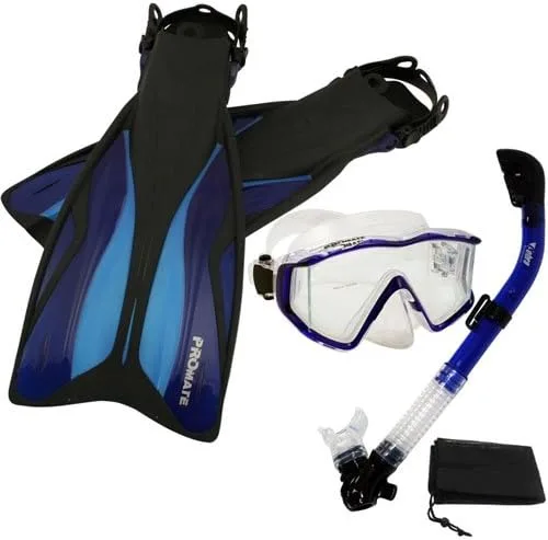 Miniatura 5 de PROMATE Juego de aletas de buceo con máscara panorámica de snorkel en seco