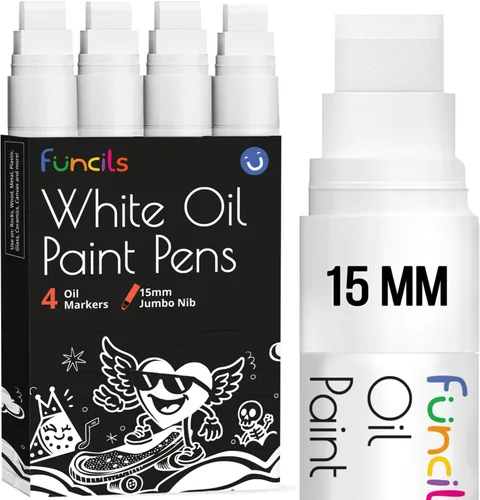 Miniatura 11 de Marcadores de pintura a base de aceite jumbo de 0.591 in (paquete de 10) - Bolígrafos de pintura al óleo para metal, tela, vidrio, rocas, neumáticos