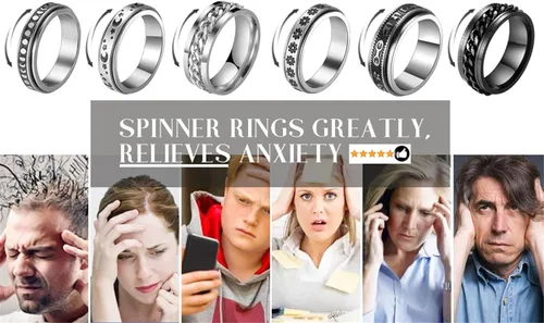 Miniatura 5 de FAXHION Anillos de acero inoxidable para hombres y mujeres, anillos punk abiertos de plata vintage para hombres y mujeres, Plata, acero inoxidable