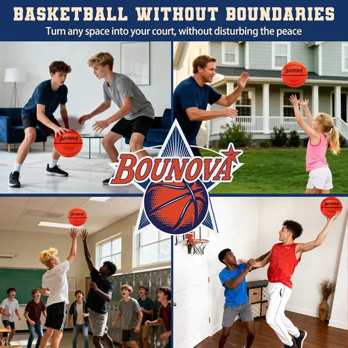 Miniatura 7 de BOUNOVA Silent Basketball Real Feel Powerful Bounce Elegant Gift Box Packaging Pro-Grade PU Foam Indoor Basketballs for Quiet Dribbling &