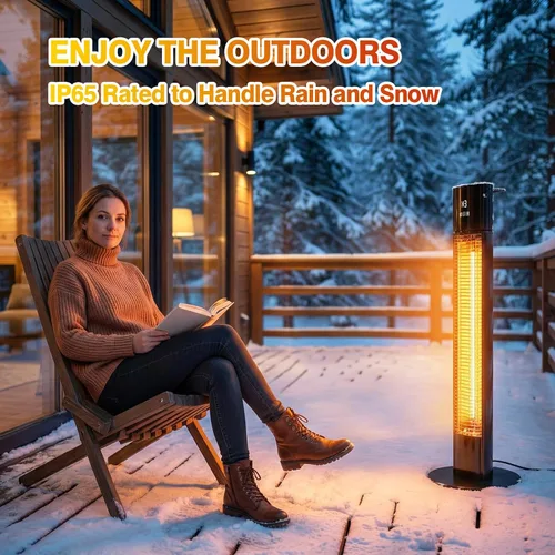 Miniatura 5 de Calentador eléctrico portátil para exteriores, calentador de patio infrarrojo para uso exterior/interior, calentador de garaje eléctrico, 1500W