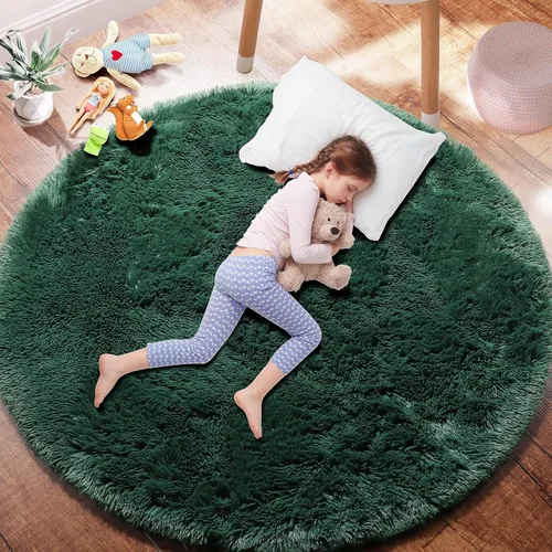 Miniatura 33 de PAGISOFE Alfombra Roja Redonda de 4 Pies, Alfombras de Área para Dormitorio, Alfombra Circular para Habitación de Niñas, Alfombras Esponjosas, Rojo