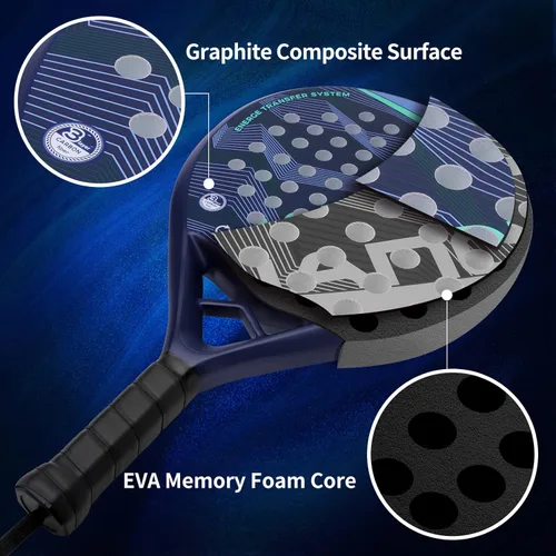 Miniatura 2 de Pala de pádel Superficie de Fibra de Carbono con núcleo de espuma EVA Memory Flex Pala de pádel ligera verde (8300-Green-2pcs)