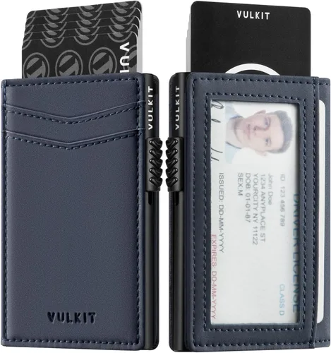 Miniatura 7 de VULKIT Billeteras delgadas para hombre, con bloqueo RFID, diseño minimalista con capacidad para hasta 11 tarjetas, Negro -, Minimalista