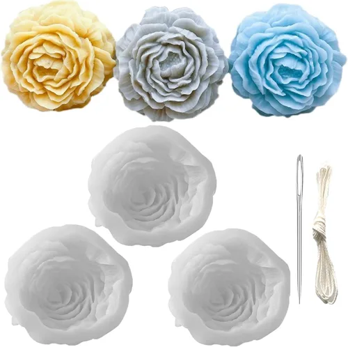 Miniatura 18 de 13 moldes de silicona para velas de flores, moldes para hacer velas con aguja que absorbe los ojos grandes, vela para cera de soja, cera de abejas