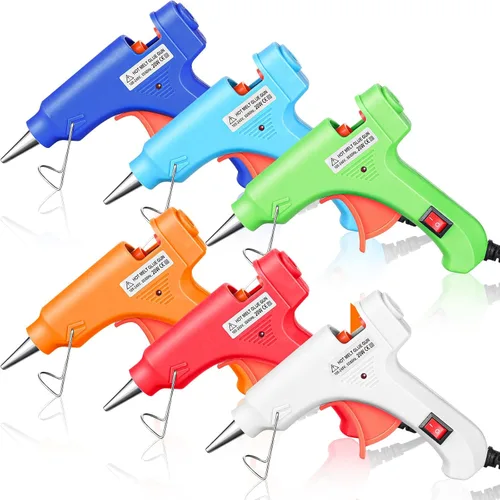Zhengmy 6 piezas de mini pistola de pegamento caliente, pistolas de fusión en caliente, precalentamiento rápido y gatillo fácil de apretar para la