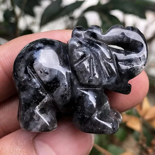 Miniatura 2 de Fekuar Figuras de elefante de cristal curativo talladas a mano de 1.5 pulgadas, escultura de estatua de animal de bolsillo de la suerte, decoración