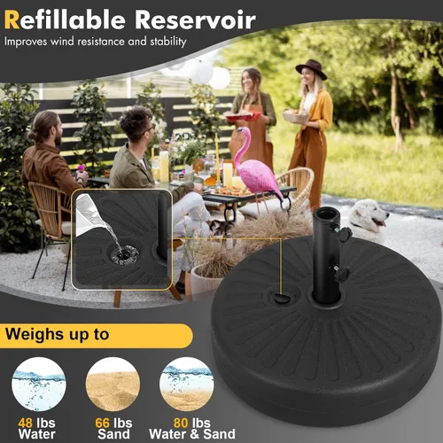 Miniatura 2 de Giantex Soporte de base para paraguas, relleno de agua de arena para postes de paraguas de 1.5 a 1.9 pulgadas, mango integrado, 2 perillas