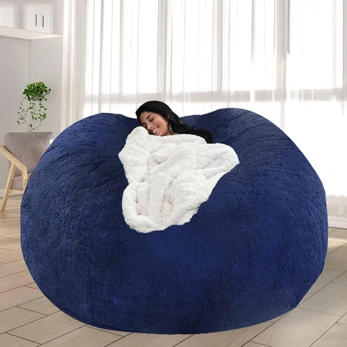 Miniatura 37 de Puf para adultos y niños sin relleno, sofá perezoso suave y redondo, funda de sofá de puf clásico, saco de amor para dormitorio, silla de lectura