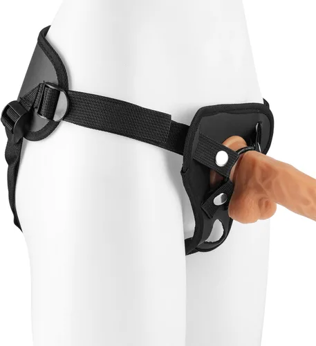 Miniatura 5 de Correa ajustable en el arnés del consolador, arnés de doble agujero de fijación de cuero suave anillo cinturón para hombre y mujer (negro)
