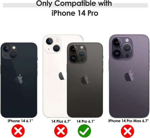 Miniatura 2 de LOHASIC Funda diseñada para iPhone 14 Pro, elegante cubierta trasera magnética de cuero de negocios, a prueba de golpes, compatible con fundas Negro