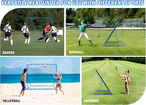 Miniatura 9 de Soccer Baseball Rebounder Net, Soccer Goal Net, Volleyball Softball Rebound Pitchback Net Quick-Switch Angle Training for Control, Passing Practice