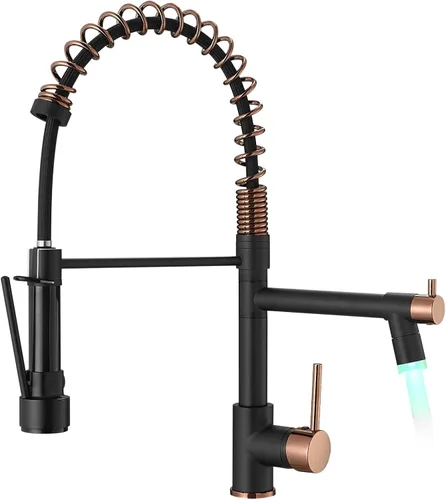 Miniatura 27 de Grifo de cocina negro mate con rociador, AIMADI - Grifo de cocina comercial, de una sola manija, con rociador desplegable de un solo orificio