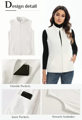 Miniatura 5 de Xeoxarel Chaleco de forro polar para mujer con 6 bolsillos (XS-2XL)