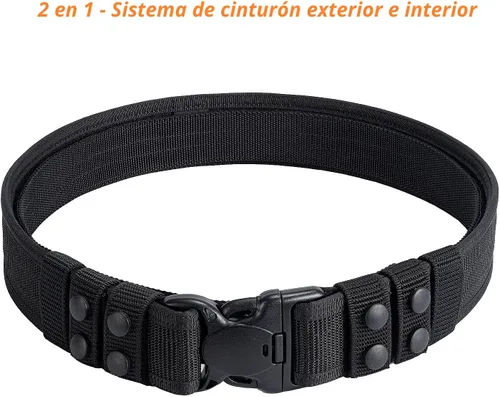 Miniatura 4 de TACNEX Cinturón de servicio con forro de gancho 4 soportes 2" de nylon de seguridad para oficial de policía y aplicación de la ley, cinturón