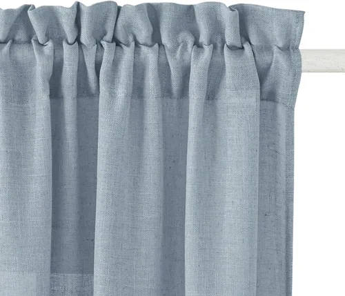 Miniatura 33 de RYB HOME Cortinas extralargas de 108 pulgadas de largo, transpirables con bolsillo para barra, cortinas traslúcidas blancas para sala de estar