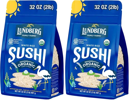 Miniatura 9 de Lundberg Arroz orgánico de sushi, granos cortos blancos pegajosos de estilo japonés cultivado en California, 64 onzas