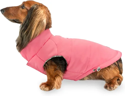 Miniatura 12 de DJANGO Abrigo acolchado reversible para perro – Chaqueta cálida de invierno para perro y abrigo aislante repelente al agua con agujero para arnés