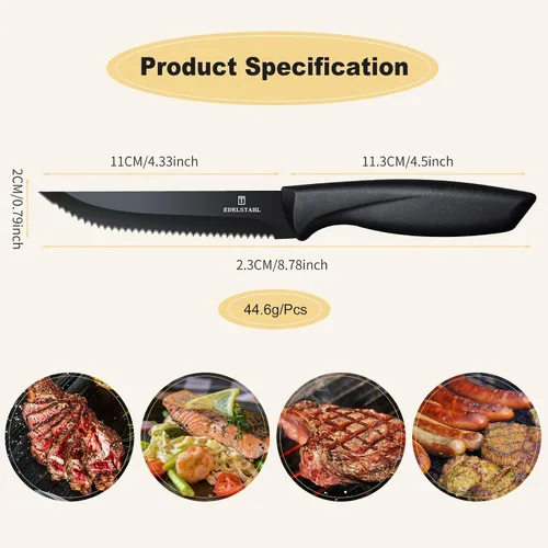 Miniatura 2 de Juego de 4 cuchillos para bistec, cuchillo premium para bistec, juego de cuchillos para bistec de acero inoxidable, cuchillo para bistec dentado