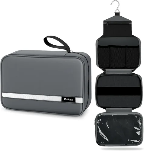Maliton Neceser para hombres y mujeres, neceser de viaje, bolsa de aseo colgante, organizador de higiene con 4 compartimentos, impermeable, bolsa de