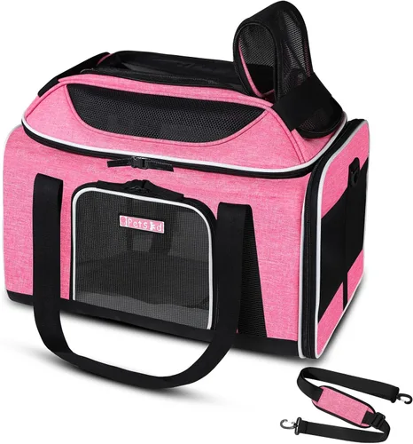 Miniatura 10 de Petskd Transportador de mascotas extensible superior de 17 x 11 x 9.5 pulgadas, aprobado por aerolíneas de Alaska, transportador de lados suaves