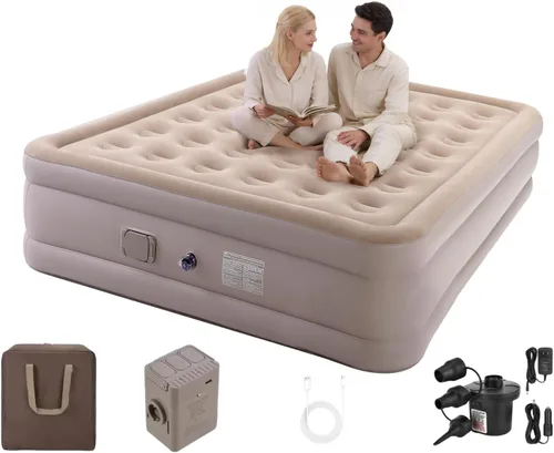 Miniatura 8 de Colchón de aire individual con bomba de batería de 2600 mAh, colchón inflable elevado de 16 pulgadas, colchón inflable portátil, cama de aire