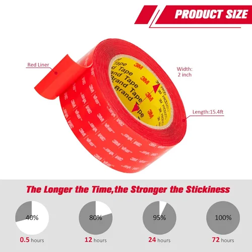 Miniatura 3 de 3M - Cinta de doble cara resistente de 2 x 15.4 pies, cinta de montaje de 0.04 pulgadas de grosor, cinta adhesiva transparente 4910 de espuma