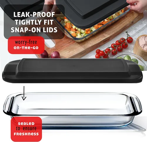 Miniatura 7 de Nestl Juego de 8 platos de vidrio para hornear para horno, recipientes de almacenamiento de alimentos de vidrio con tapas, cacerolas a prueba