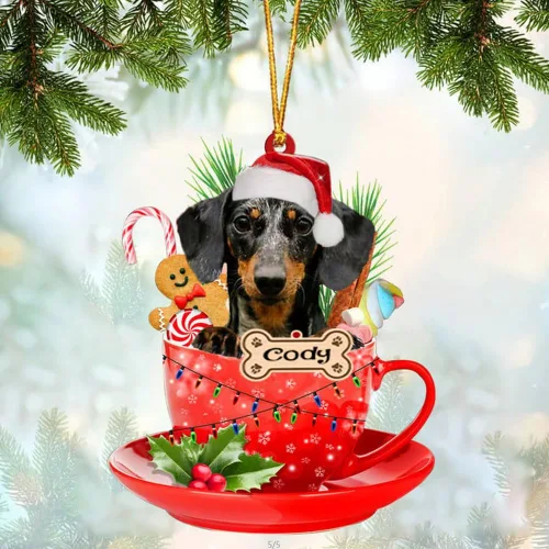 Miniatura 104 de NAZENTI Adorno personalizado de Alaskan Malamute en taza roja, adorno de Navidad personalizado para perros amantes de las mascotas, colgante