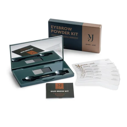 Miniatura 10 de Marie-José - Kit de polvo para cejas de color rubio oscuro y marrón claro, polvo impermeable para cejas con 6 plantillas reutilizables y cepillo