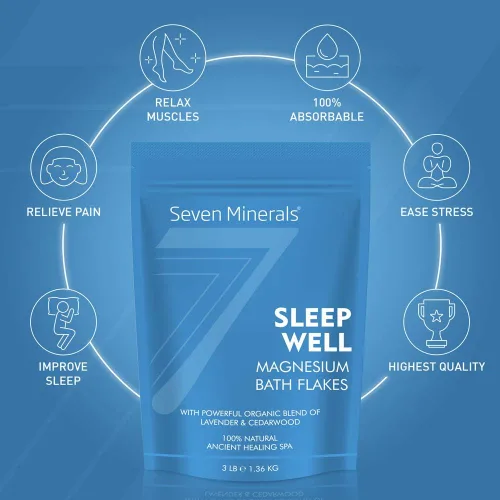 Miniatura 3 de Seven Minerals SleepWell - Escamas de cloruro de magnesio de 3 libras, absorbe mejor que la sal de Epsom, fórmula única y natural de baño completo