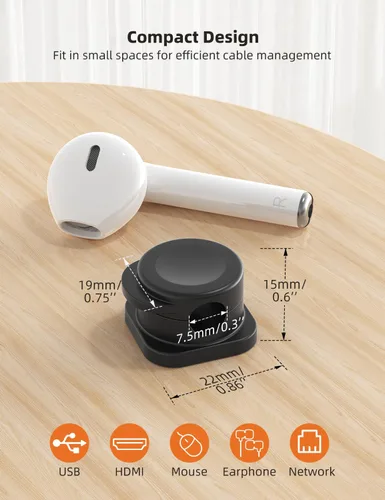 Miniatura 4 de Soporte para cables, paquete de 6 clips magnéticos para organizar cables, organizador de cables para mesita de noche, soporte de cable de carga