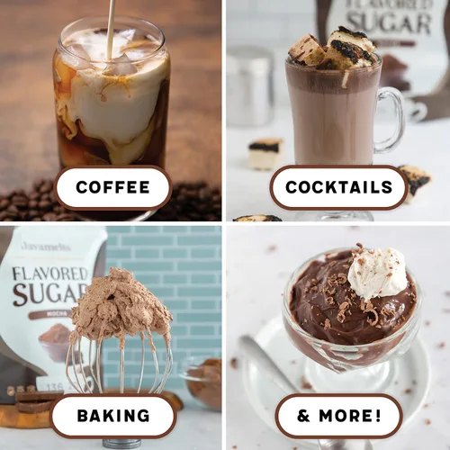 Miniatura 4 de Javamelts Paquetes de azúcar con sabor a moca Azúcar de caña pura para hornear, sustituto del jarabe de café, cócteles, té, sin OMG, sin lácteos