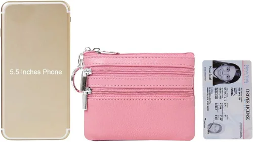 Miniatura 6 de Monedero de cuero auténtico para mujer con llavero