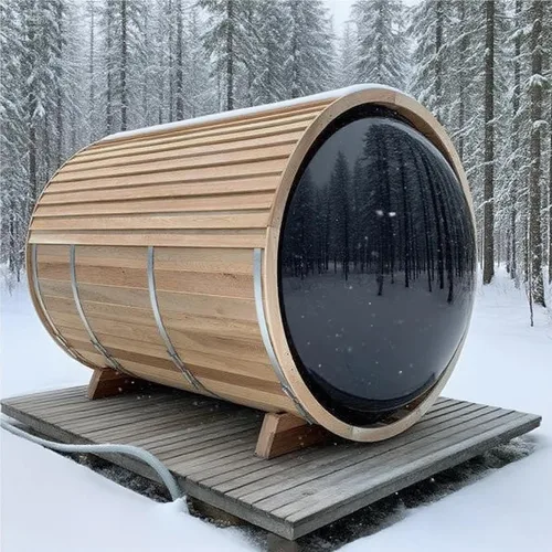 Miniatura 20 de Smartmak Sauna de vapor de barril al aire libre personalizada, 2-10 personas de cicuta canadiense/cedro rojo tradicional sala de sauna de madera